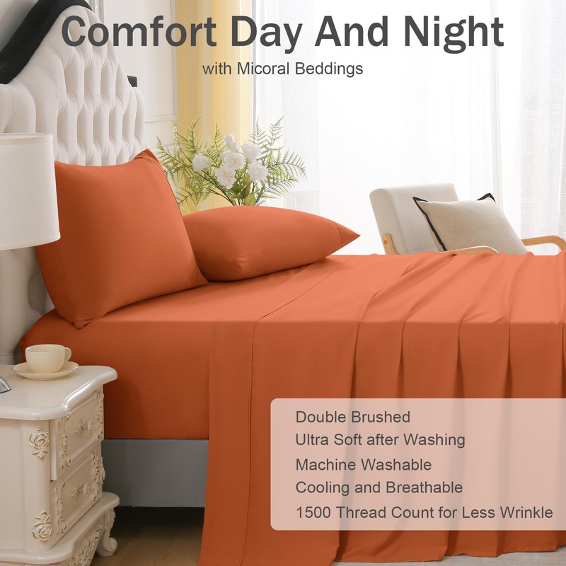 Queen Bed Sheets Set, Soft Breathable Bedding Sheet Set, Sheets