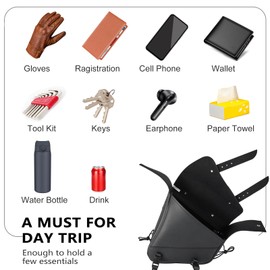 Dream Apparel Motorcycle Swingarm Bag with Black Synthetic Leather, Swing Arm Bag Motorcycle Saddlebag Left Side Tool Bag Fit for Softail/Triangulated Swingarm Models Dyna Low Rider Fat Bob, Style1