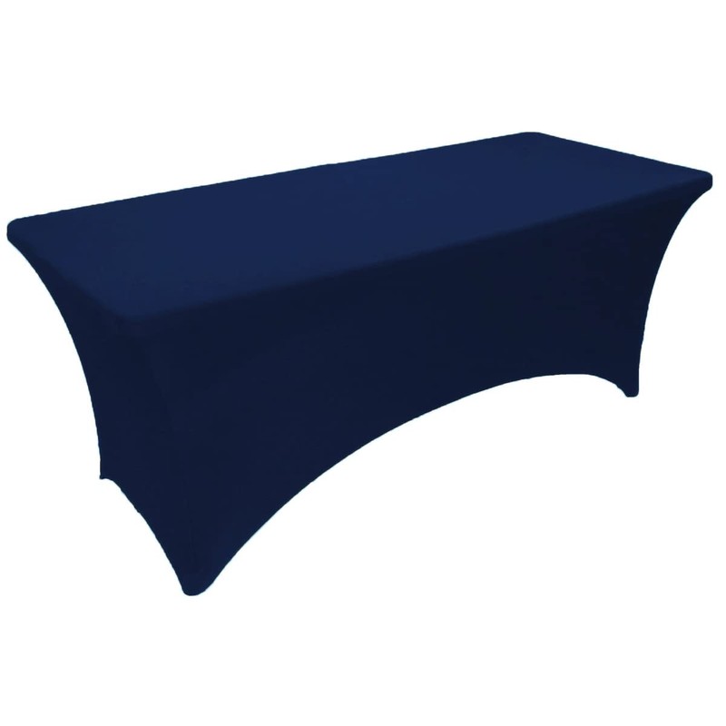 Gowinex 8 ft Navy Blue Spandex Tablecloth Stretch Open Back