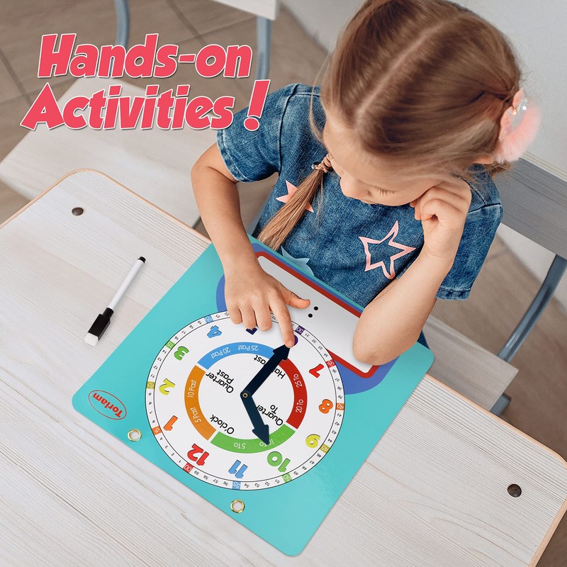 Large Magnetic Dry Erase Learning Clock for Kids Learn to