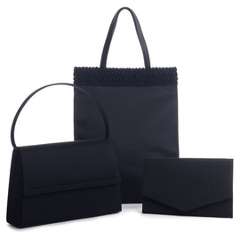 Aurora Japanese Black Formal Bag, Sub Bag, Set of 3, Black, Ceremonies, Funerals, Memorial Occasions, School Entrance Ceremonies, Graduation Ceremonies, Graduation Ceremonies, Black