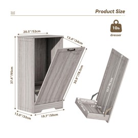 FTZxHKLX Tilt Out Trash Can Cabinet, Wooden Dog Proof Trash Can Cabinet Laundry Hamper, Hidden Large Recycling Bins for Kitchen, Living Room, Bathroom, Wash Grey