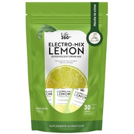 Life 360+ ELECTRO-MIX EFFERVESCENT DRINK MIX LIMÓN | 180 gramos | 30 sobres de 6 gramos c/u | Sabor Limón | Suplemento en polvo efervescente a base de inulina, vitamina y minerales en sobres