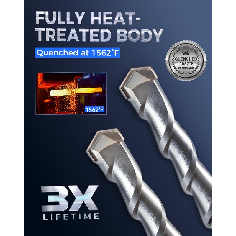 COMOWARE Rotary Hammer Drill Bits Set & Chisels- SDS Plus