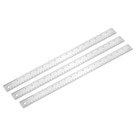 PATIKIL 18 Inch Stainless Steel Ruler Straight Edge Ruler, 3 Pcs Cork Backing Non-Slip Metal Ruler with Inches Centimeter Metric Measuring Tools for Office