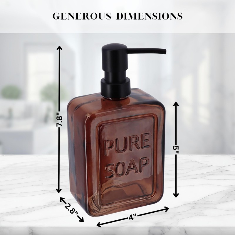 Amber Glass Soap Dispenser Pure SOAP 18 FL OZ –