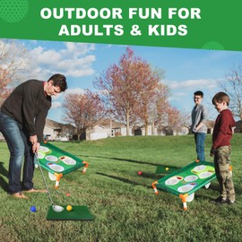 TOY Life 2 Pack Golf Cornhole Game Golf Corn Hole Set Chipping Golf Game for Adults Kids Backyard Golf Game Yard Corn Hole Game Golf Training Equipment Chipping Outdoor Indoor Golf (NO Club Included)