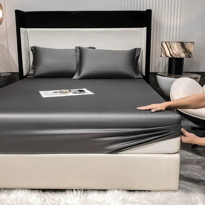 Fitted Sheet 160 x 200 cm Bamboo Grey Fitted Sheet