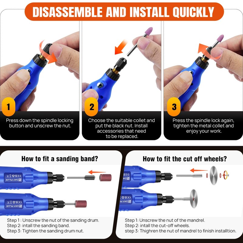 Rotary Tool Rotary Multitool with 80pcs Accessory Kit - Cordless