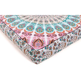Popular Handicrafts Floor Pillow Cushion Cover - Indian Hippie Mandala Square Ottoman Daybed Oversized Cotton Cushion Cover with Heavy Duty Zipper - Dog-Pets Bed, 35" Multicolor