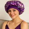 Weiche Satin Schlafmütze Für Frauen, Lila Druck Weiche Elastische Bonnet,