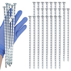 JPOIP 10-Inch Spiral Landscape Stakes, 100 Pack Heavy Duty Galvanized Metal Landscape Spikes Edging Anchoring for Paver Edging, Weed Barrier, Artificial Grass, Landscape Fabric