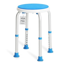 SOUHEILO Adjustable Shower Chair for Inside Shower, HSA/FSA Eligible Round Shower Stool for Inside Bathtub, Tool-Free Shower Seat for Elderly/Senior/Disabled/Pregnant