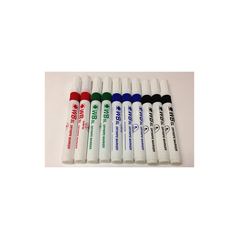 PACK OF 10 ASSORTED SL WHITEBOARD FLIPCHART MARKER PENS. 3x