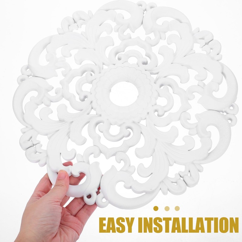 Homoyoyo Ceiling White PU Round Ceiling Cover Lighting Ceiling Ring