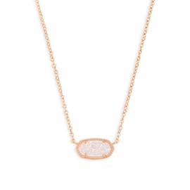Kendra Scott Elisa Pendant Necklace for Women, Fashion Jewelry, 14k Rose Gold-Plated, Iridescent Drusy