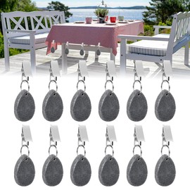 Gobesty Outdoor Tablecloth Weights, Pack of 12 Tablecloth Weights Natural Stone with Clip, Tablecloth Holder Outdoor, Weights Tablecloth Outdoor for Picnics, Parties, Weddings, Garden