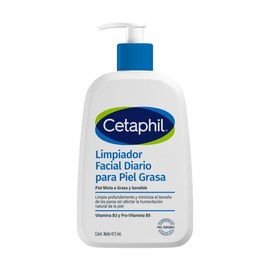CETAPHIL Gel Limpiador Facial 473 ml  para Piel Grasa y Mixta  Con Glicerina, Niacinamida y Pantenol  Limpieza Profunda sin Resequedad  Control de... 
