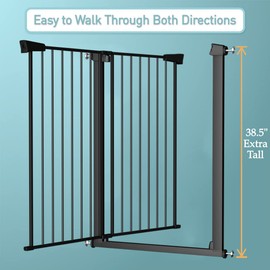 38.5" Extra Tall Pet Gate Pressure Mounted - 51.57"-54.33" Wide Walk Through Baby Gates with Door for Stairs Doorway - Puppy Doggy Dog Gates Fence Child Safety Gate