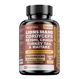 22 in 1 Multi Mushrooms Capsules, Lions Mane Cordyceps Sinensis Reishi Mushroom Turkey Tail Mushroom, 60 Capsules