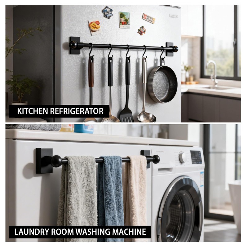 2 Pack Magnetic Curtain Rods for Metal Door 16 to
