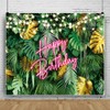 Pnylzzyxh Palm Leaves Happy Birthday Backdrop Hawaiian Tropical Jungle Green