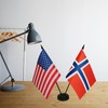 US American & Norway Friendship Table Flag Display, American &