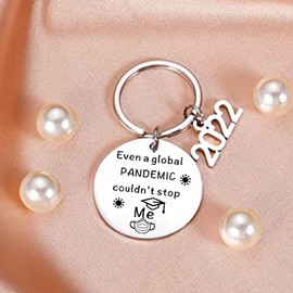 LUOKIFUR 2022 Graduation Inspirational Keychain Souvenir Stainless Steel Graduation Keyring Gift for Him / Her, silver