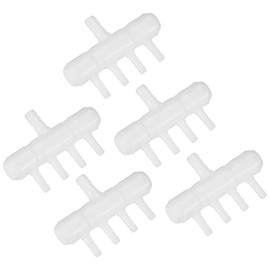 M METERXITY 5-Pack Aquarium Air Valve 8mm to 4mm 4-Ways, Plastic Air Line Tubing Splitter Connector Flow Control Pump Accessories for Aquarium/Fish Tank/Garden/Agricultural/Irrigation [White]