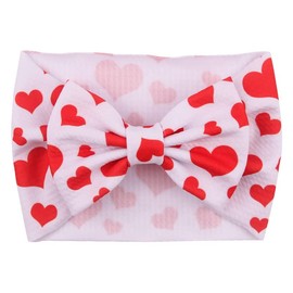 JustMyDress Baby Girls Flower Headband Heart-Shaped Hair Band With Bowknot Valentine's Day JHV03 (Turban-White)