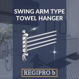 Regipro b Swing Arm Towel Hanger SUS304 Stainless Steel Wall Mount with Screws Silver (3 Types)