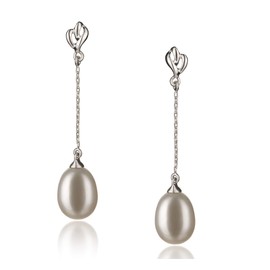 Reese White 7-8mm AA Quality Freshwater 925 Sterling Silver Cultured Pearl Earring Pair