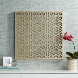 Dahlia Studios Laser Cut Geometric Screen 24" Square Glossy Gold Wall Art