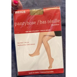 Juncture Day Sheer Beige Reinforced Toe Pantyhose/Tigh