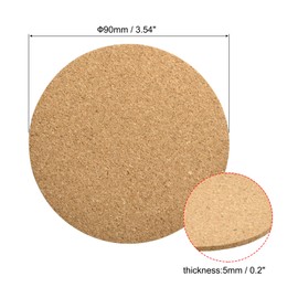 QUARKZMAN 90 mm (3.54 inches) round coasters, 5 mm thick, cork cup coasters for tableware, set of 4