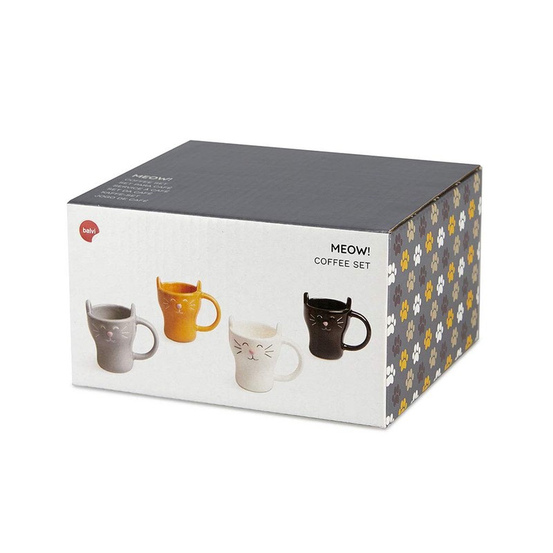 Balvi Meow! 4 x Cat Shaped Coffee Set - 90ml