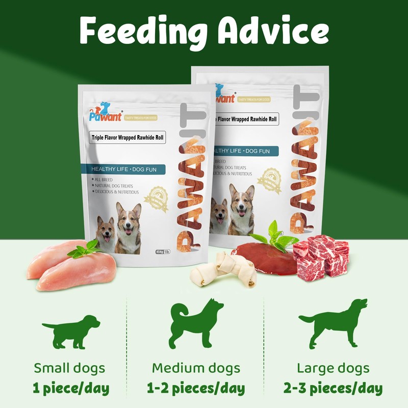 Pawant Dog Treats Triple Flavor Rolls - Chicken Liver, Beef,