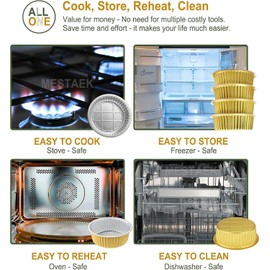 MESTAEK 10" Aluminum Foil Pans + Snap-On Lids (20 Packs) | 2X Thicker Heavy Duty 3.3" Deep Disposable Reusable Tins