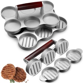 Teenyyou 2 Burger Press Patty Maker Mini Meat Sausage Press, 6 Slot and 3 Slot Patty Maker, for Mini Burger, Barbecue, Picnic, Camping