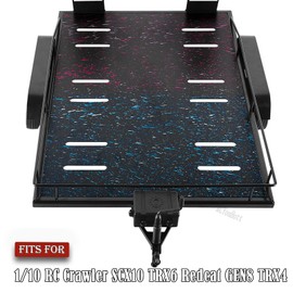 RCYouHott RC Trailer for 1/10 RC Crawler TRX4 TRX6 Redcat Gen8 SCX10,RC Rock Cars Trailer with RC Trailer Hook Coupler Heavy Duty Truck,and 1/10 RC Kinetic Winch Strap,Colorful