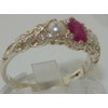 LetsBuyGold 925 Sterling Silver Real Genuine Ruby and Cultured Pearl