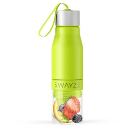 Water Bottle Fruit Infuser, BPA Free, Infusion Section, Fruit Squeezer Juicer, 650ml Sport Durable Leak Proof Camping Outdoors Detox Healthy Hydration (Green)