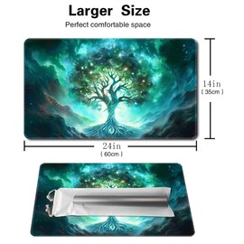 SIXTORE Juego de mesa premium de 24 x 14 pulgadas, TCG Playmat compatible con OCG CCG RPG MTG Play Mats, alfombrilla de computadora para mouse (verde vitalidad)