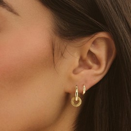 SUFOPE Gold Hoop Earrings Set for Women,14K Gold Plated Huggie Earrings Dangle Hoops Earrings Trendy Chunky Gold Earrings Hypoallergenic Lightweight Small Hoop Earrings Jewelry for women