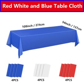 YaYuanSun 12 Pcs Independence Tablecloths Disposable Rectangle Red White Blue Plastic Table Covers for 4th of July Patriotic Memorial Day Veterans Day Party Decorations 54 x 108 Inch