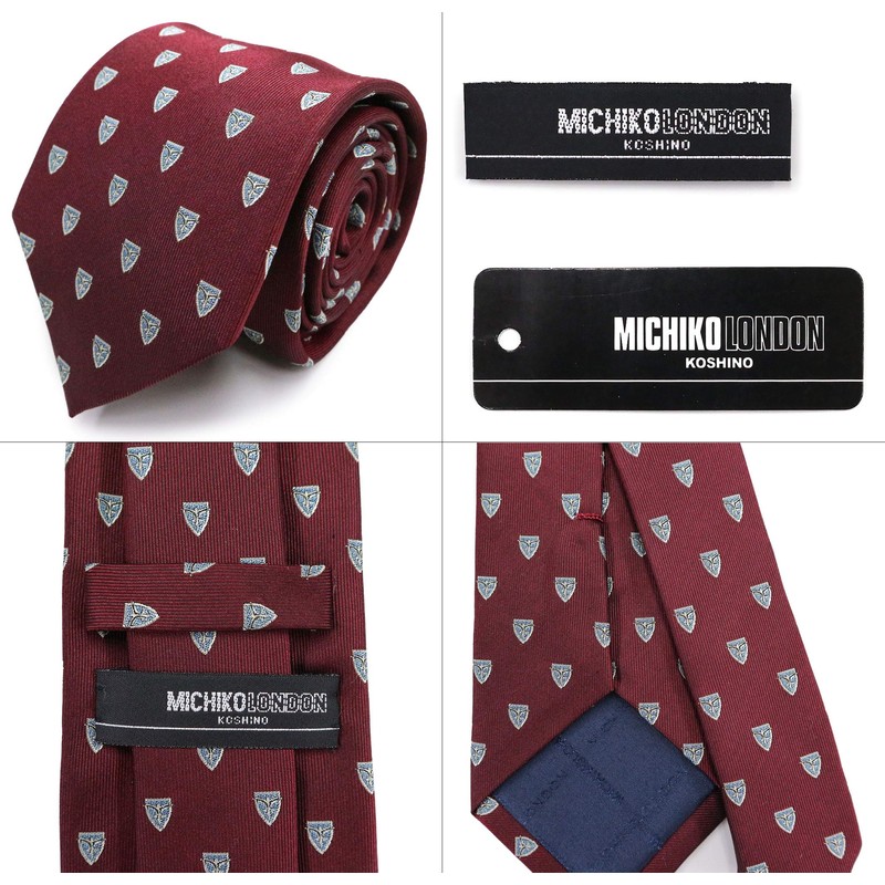 MICHI CORONDON Brand Necktie, Fine Crest Pattern, Crest Pattern, 100%