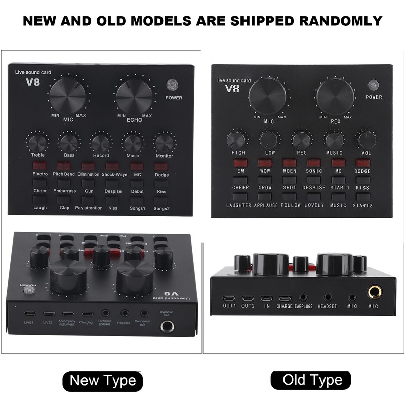 V8 Multifunctional Live Sound Card Intelligent Volume Adjustable Multiple Funny