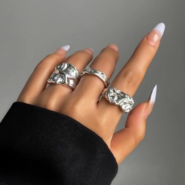 Chunky Rings for Women Gold Chunky Rings Adjustable Thick Heart Ring Trendy Jewelry Gifts 2025