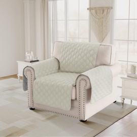 PrinceDeco Chair Cover Slipcover Water Resistant Couch Cover Washable Chair Cover Non-Slip Stay in Place Furniture Protector for Pets Dog Kids(Armchair Cover,Pale Oak)