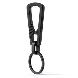[KeyUnity] KM04 Titanium Carabiner Keychain Clip Quick Release EDC Key Holder Organizer with Key Ring Small Sandblasted, PVD Black
